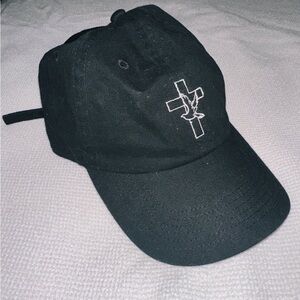 Embroidered Black Christian Faith Hat with Cross and Dove